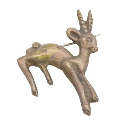 925 Sterling Silver Vintage Brooch Pin Antique Baby Deer With Long Horns BP11089