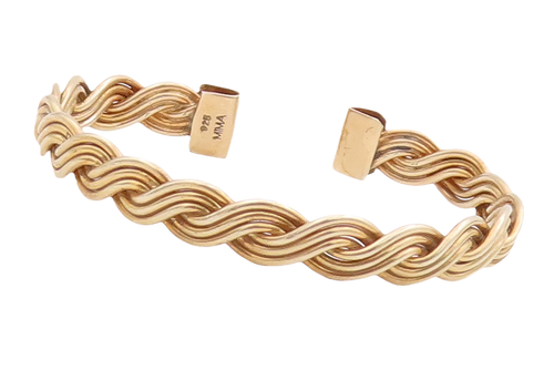925 Sterling Silver Vintage Bracelet MMA Gold Plated Woven Design Cuff  BT10575