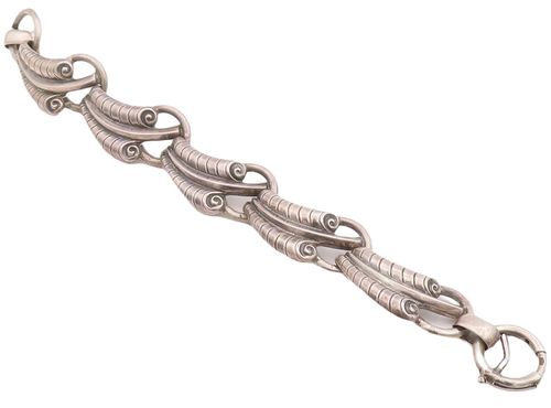 925 Sterling Silver Vintage Bracelet Solid Carved Bamboo Effect Design  BT10600