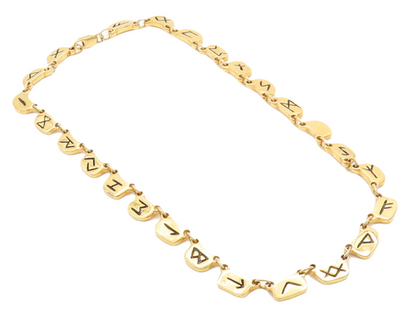 925 Sterling Silver  Etched Letters Symbols Gold Plated Chain Necklace  NE1374