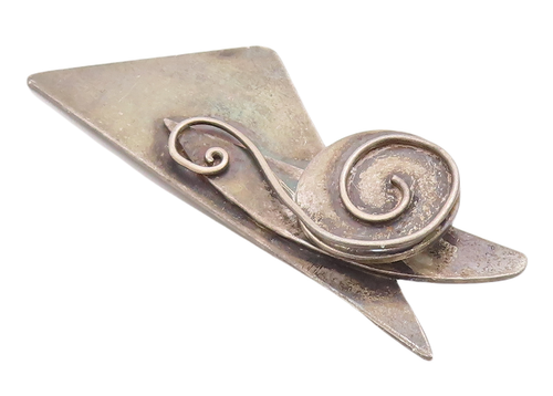 925 Sterling Silver Vintage Brooch Pin Designer Swirled Cutout   BP10989