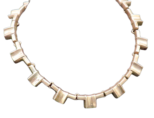 ALICIA MEXICO 925 Sterling Silver Vintage Heavy Concave Link Necklace  NE3928