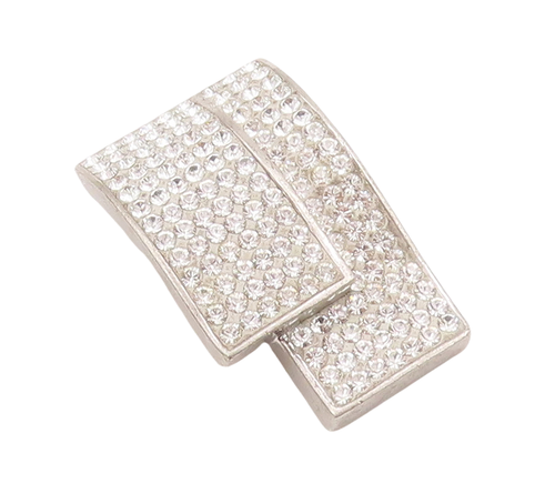 925 Sterling Silver Vintage Pendant Double Rectangular Inlay CZ Drop  PT23095