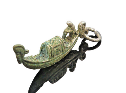 925 Sterling Silver  Vintage Antique Petite Man On Gondola Pendant  PT6269