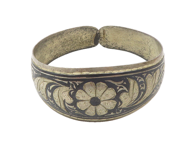 925 Sterling Silver Vintage Bracelet EAST EUROPE Antique Etched Cuff  BT12092