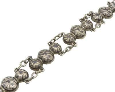 925 Sterling Silver Vintage Bracelet EAST EUROPE Antique Floral Cuff  BT12088