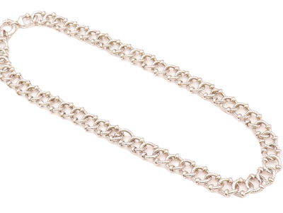 925 Sterling Silver Vintage Necklace Carved Beaded Rope Rings Linked  NE4269