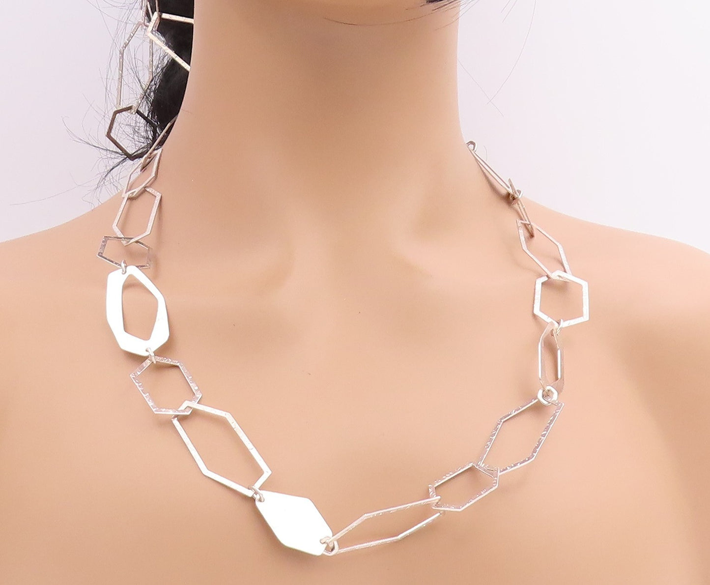 925 Sterling Silver Vintage Necklace SILPADA Modernist Geometric Link  NE4879