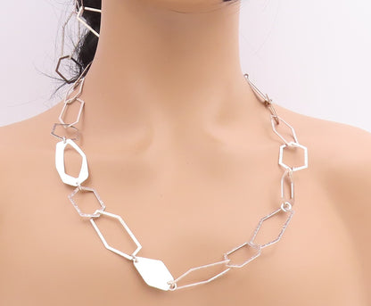 925 Sterling Silver Vintage Necklace SILPADA Modernist Geometric Link  NE4879