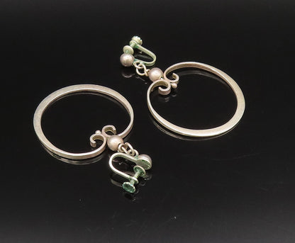 925 Silver  Vintage Swirled Circle & Bead Ball Screw Back Earrings  EG12212