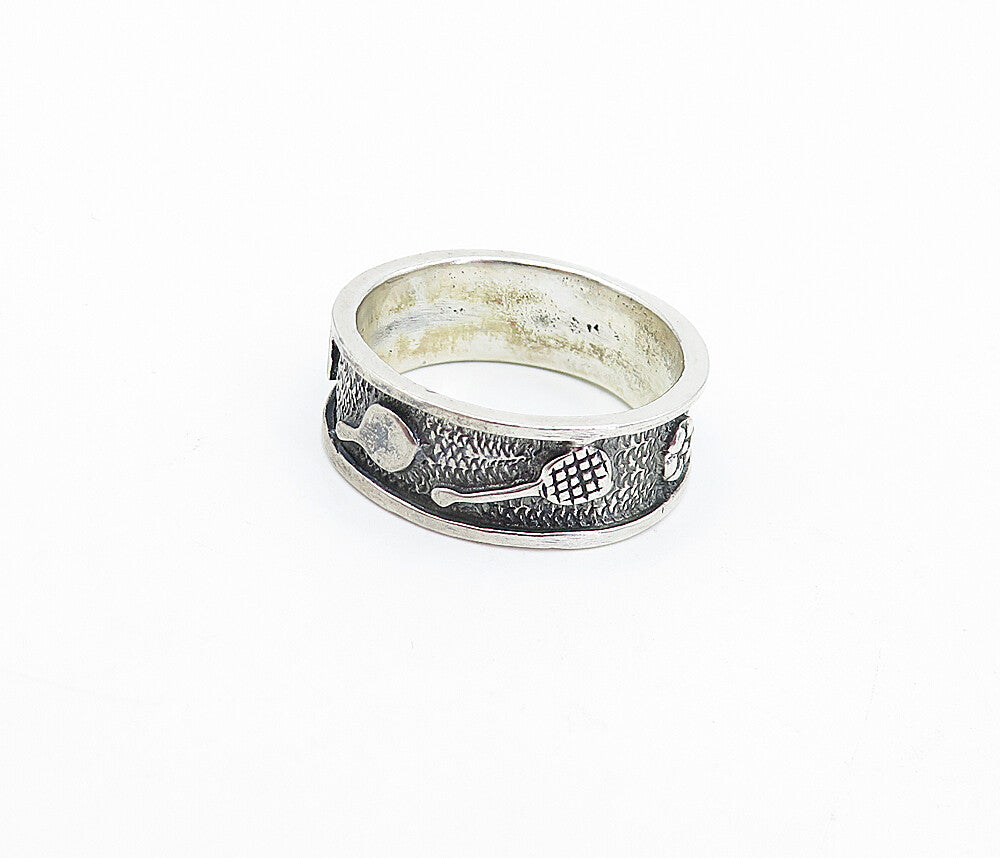 925 Sterling Silver  Vintage Oxidized Paddle Arrow Band Ring Sz 9  RG3645