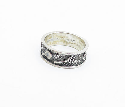 925 Sterling Silver  Vintage Oxidized Paddle Arrow Band Ring Sz 9  RG3645