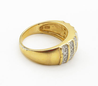 ROSS SIMON 925 Silver  Genuine Diamonds Gold Plated Band Ring Sz 8  RG15459