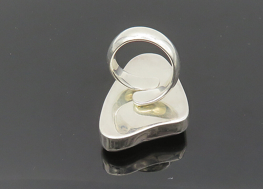 SACCO 925 Sterling Silver  Vintage Recycled Glass Cocktail Ring Sz 7.5 RG20275