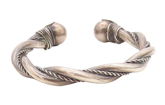 925 Sterling Silver  Vintage Antique Oxidized Rope Twist Cuff Bracelet  BT2672
