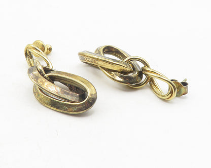 MONET 925 Sterling Silver  Vintage Oval Twist Linked Dangle Earrings  EG6177