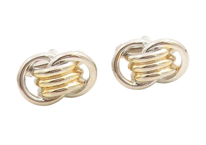 925 Sterling Silver Vintage Cuff Links Chunky Two Tone Interlocking Knot TR4054