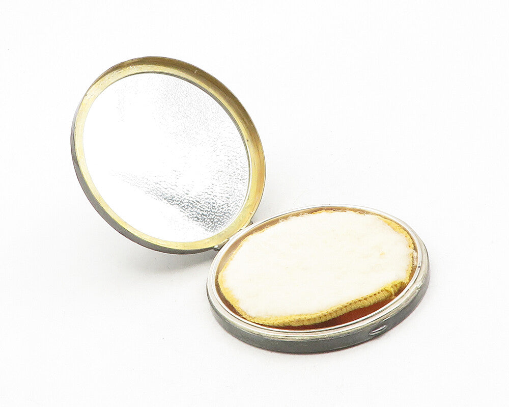 INTERNATIONAL 925 Silver Vintage Antique Flower Basket Compact Mirror TR1799