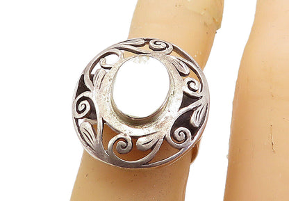 925 Sterling Silver  Vintage Mother Of Pearl Swirl Cocktail Ring Sz 6  RG7978
