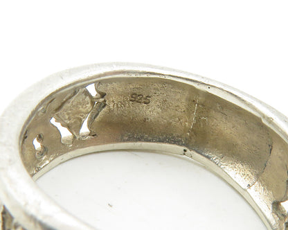 925 Sterling Silver  Vintage Open Design Round Band Ring Sz 7  RG11748