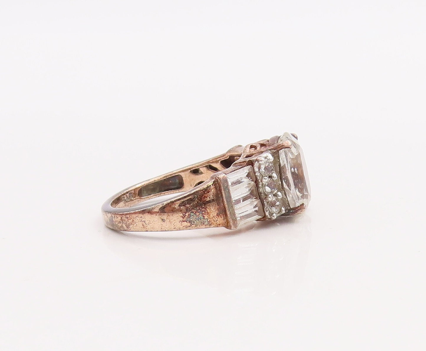925 Sterling Silver Vintage Ring Multi Shape Cut Topaz  Sz 6  RG28866