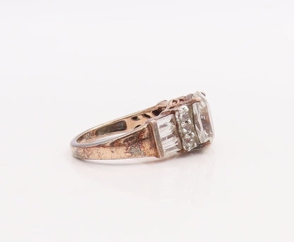 925 Sterling Silver Vintage Ring Multi Shape Cut Topaz  Sz 6  RG28866