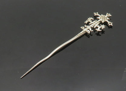 925 Sterling Silver  Vintage Shiny Diamond Cut Detail Lapel Pin  TR2744