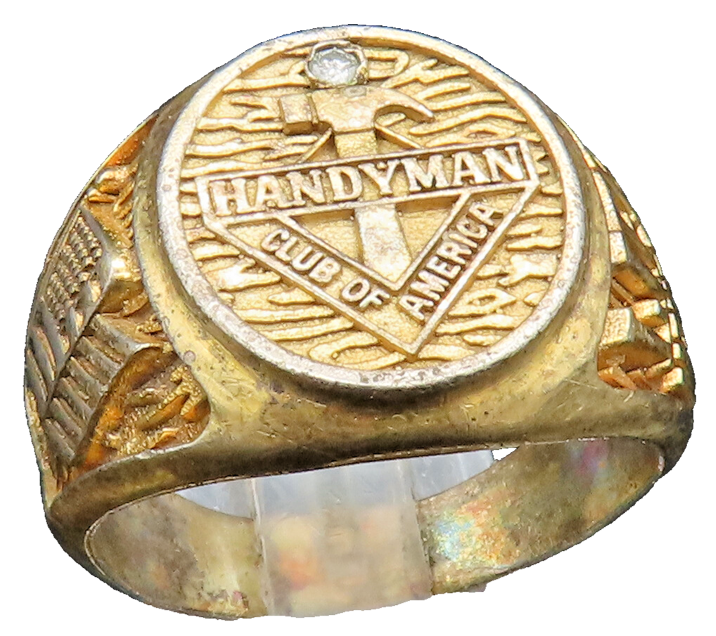 925 Sterling Silver  Vintage Genuine Diamond Handyman Signet Ring Sz 11  RG24599