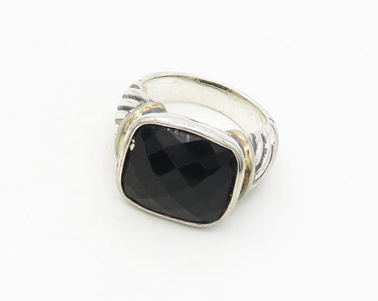 925 Sterling Silver  Black Hematite Shiny Twist Cocktail Ring Sz 7  RG17310