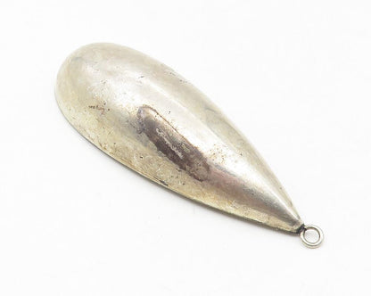 925 Sterling Silver  Vintage Dark Tone Hollow Tear Drop Smooth Pendant  PT8761