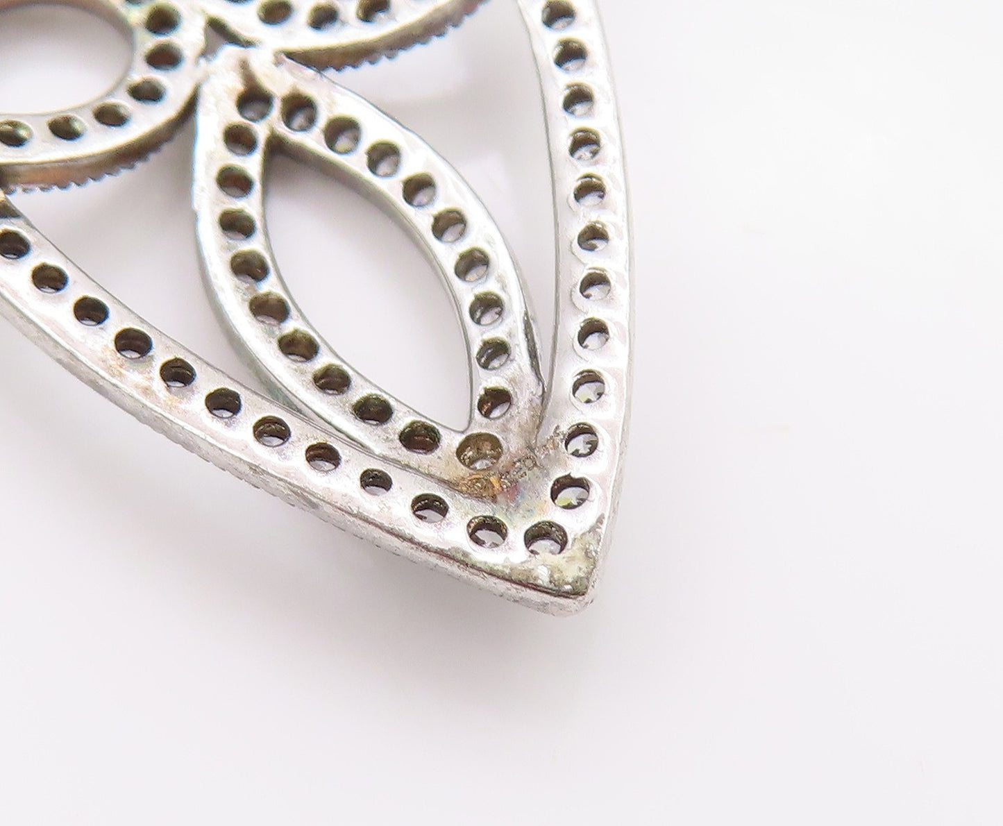 925 Sterling Silver Vintage Pendant Glamorous CZ Chandelier Cut Out  PT24966