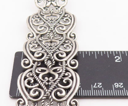 925 Sterling Silver Vintage Bracelet CAROLYN POLLACK Scrollwork Link  BT11865
