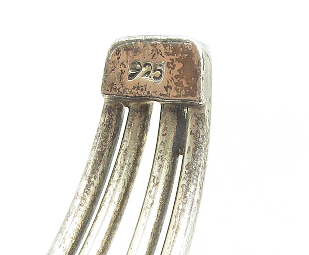 925 Sterling Silver  Vintage Dark Tone Hammered Split Cuff Bracelet  BT4144