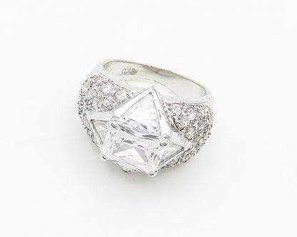925 Sterling Silver  Sparkling Cubic Zirconia Cocktail Ring Sz 6.5  RG18019