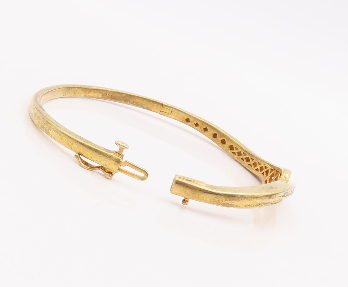 925 Sterling Silver Vintage Bracelet Gold Plated Real Diamonds Inlay  BT10606