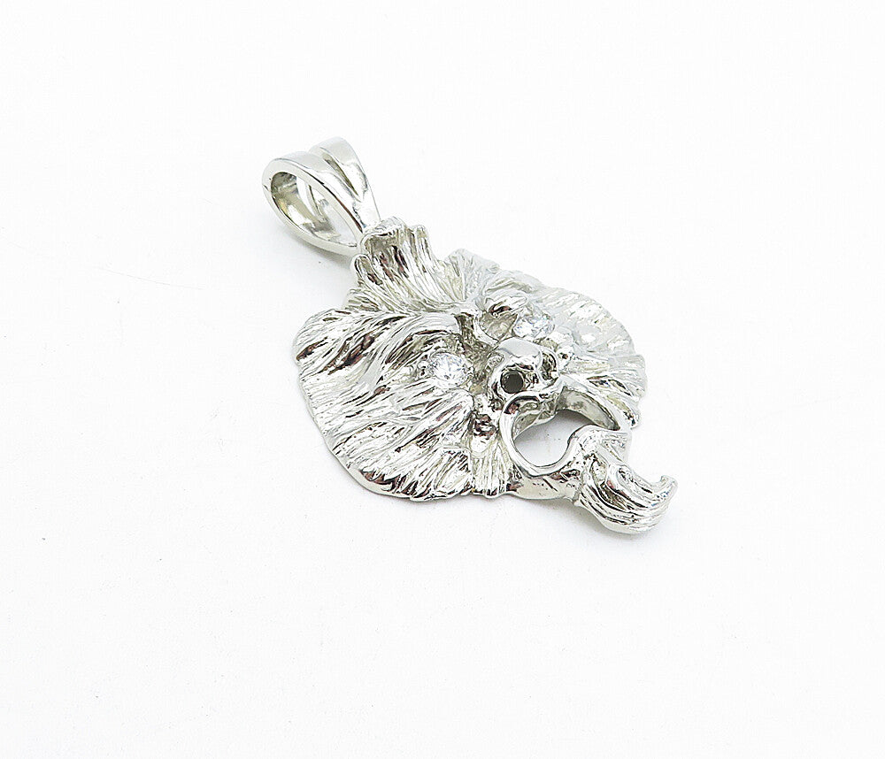 925 Sterling Silver  Vintage Cubic Zirconia Sculpted Face Pendant  PT3694