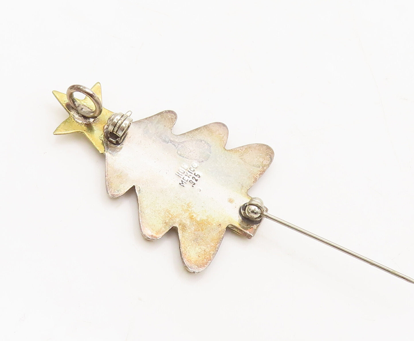 925 Sterling Silver Vintage Brooch Pin MEXICO Minimalist Christmas Tree  BP10600