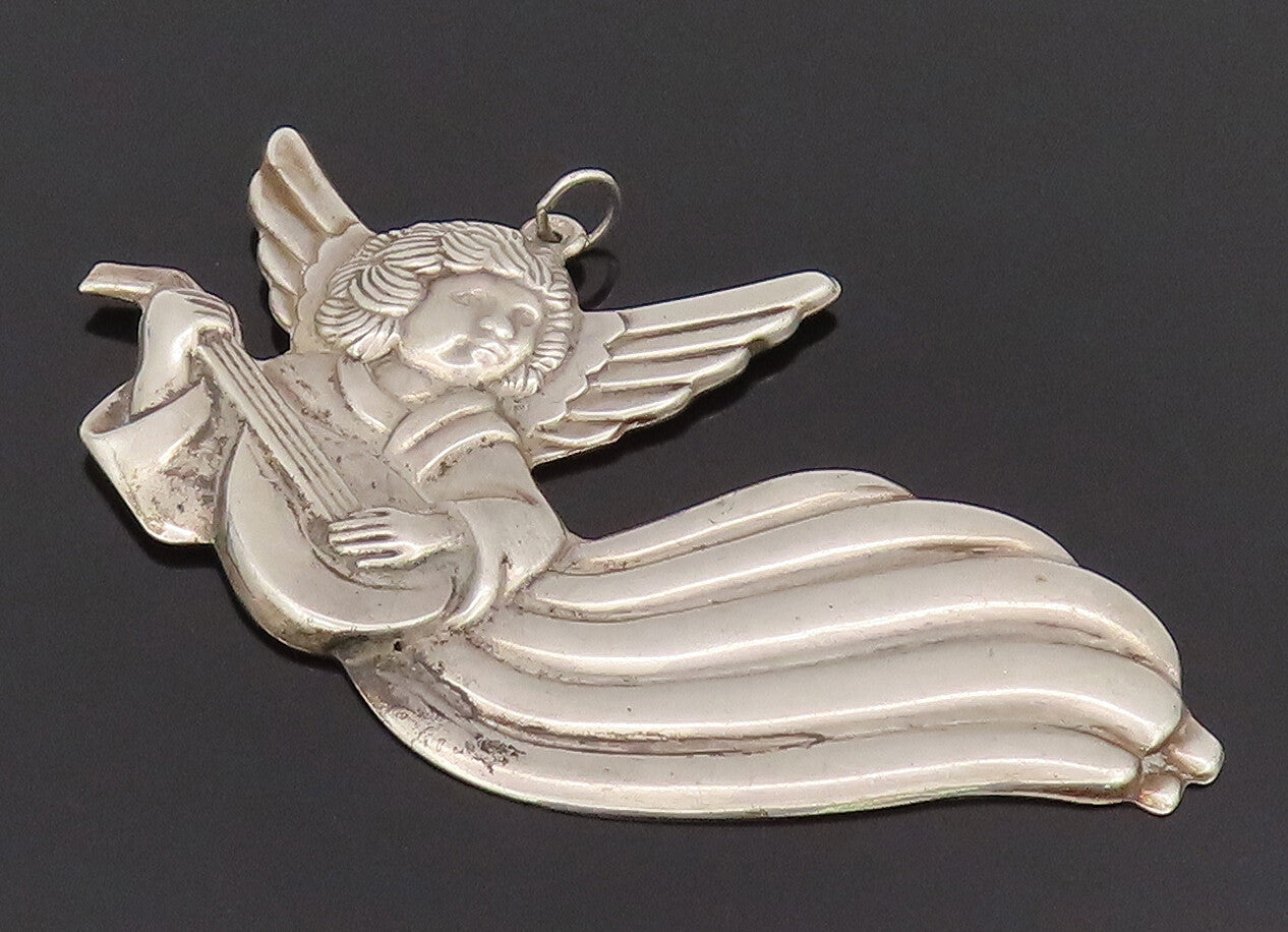 GORHAM 925 Silver  Vintage Christmas Ornament Music Angel Pendant  PT22217