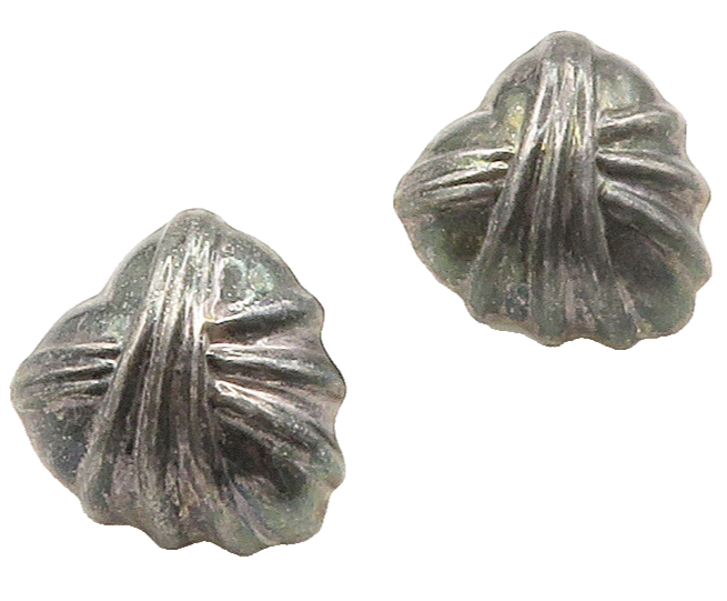 925 Sterling Silver  Vintage Oxidized Love Heart Dome Drop Earrings  EG8357