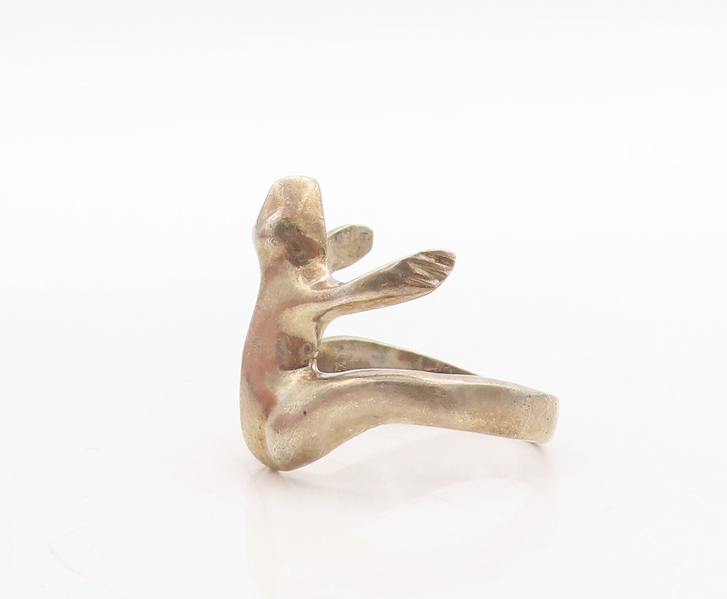 925 Sterling Silver Vintage Ring Cutout Jumping Frog  Sz 7  RG31687