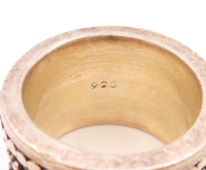 925 Sterling Silver Vintage Ring LOIS HILL Swirly Beaded Carved  Sz 9  RG31870
