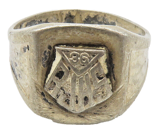 925 Sterling Silver  Vintage Antique RJHS Hammered Band Ring Sz 6  RG14049
