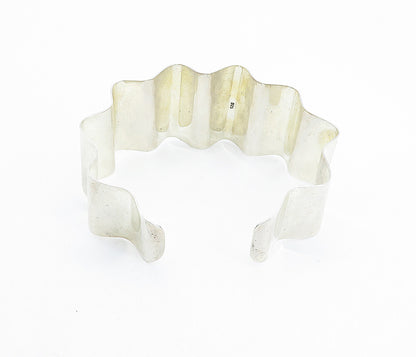 925 Sterling Silver  Polished Wavy Design Flexible Cuff Bracelet  BT3141