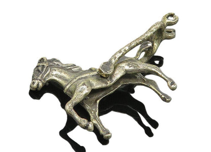 925 Sterling Silver  Vintage Petite Oxidized Carriage Horse Pendant  PT8485