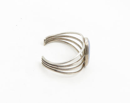 DW NAVAJO 925 Silver  Vintage Blue Agate Split Shank Cuff Bracelet  BT7537