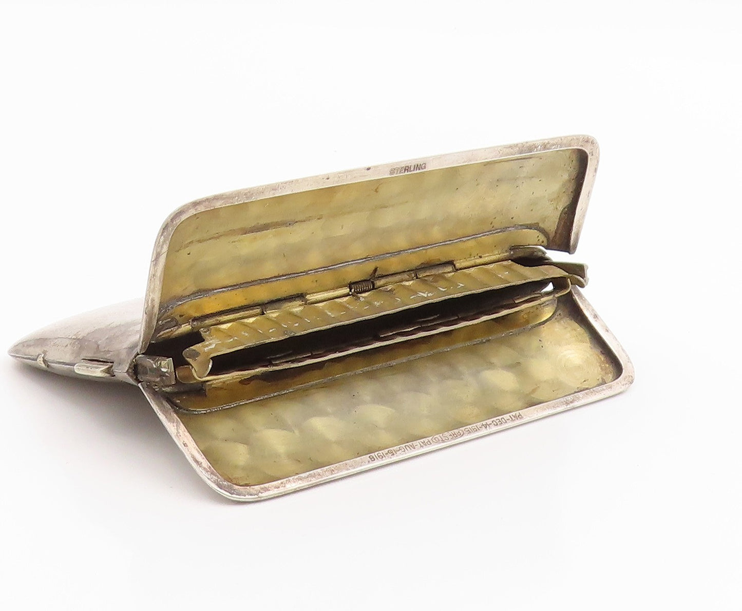 925 Sterling Silver Vintage Card Case Modernist Engraved Pattern Wallet  TR4250