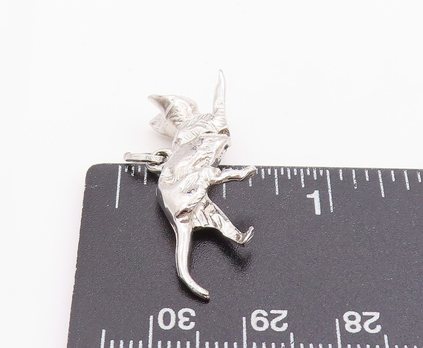 925 Sterling Silver Vintage Pendant 3D Playful Running Kitten Charm  PT24778