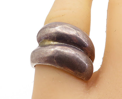 925 Sterling Silver  Vintage Dark Tone Bypass Design Band Ring Sz 7.5  RG6445