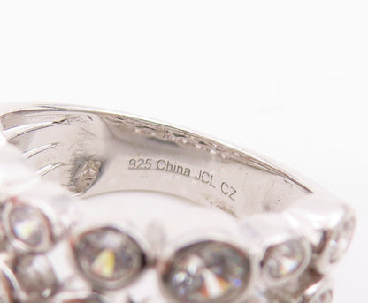 925 Sterling Silver Vintage Ring JACMEL Bezel Set CZ Multi Row  Sz 6.5  RG35010
