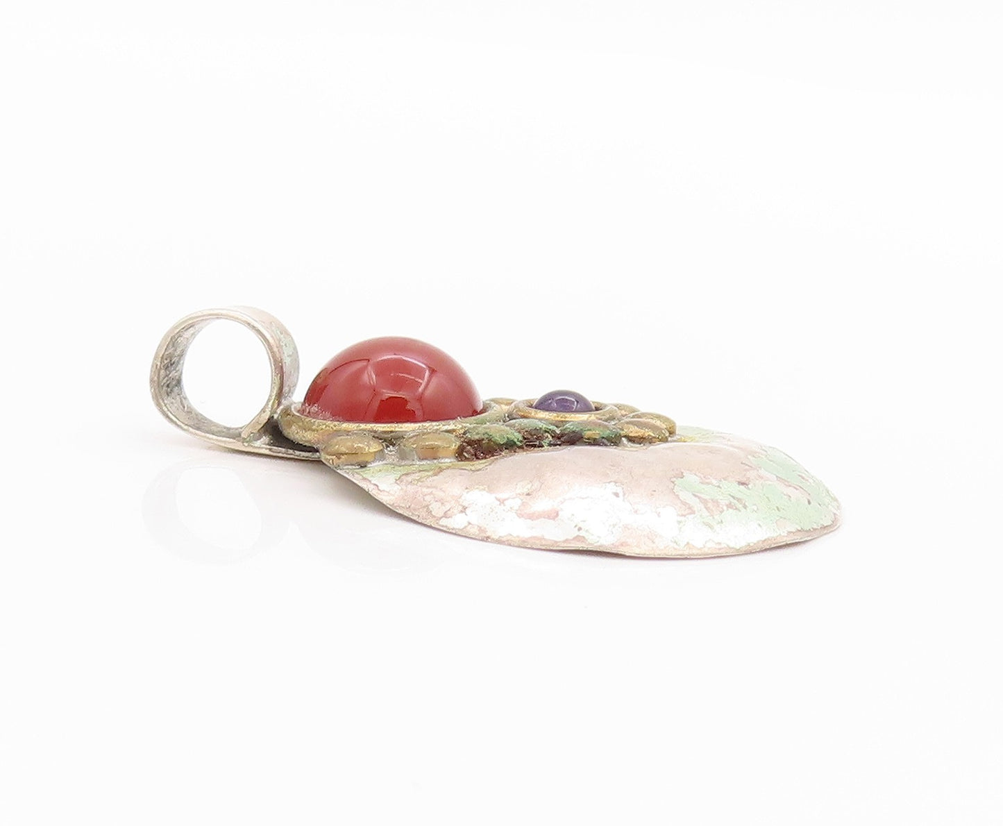 925 Sterling Silver Vintage Pendant LOUIS BOOTH Carnelian Amethyst  PT24393
